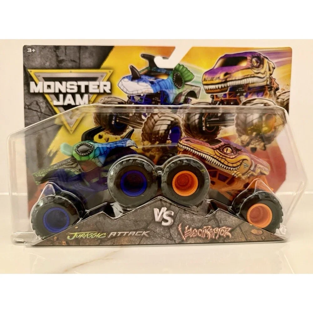 2026 Monster Jam JURASSIC ATTACK vs VELOCIRAPTOR Series 36 1:64 2-Pack
